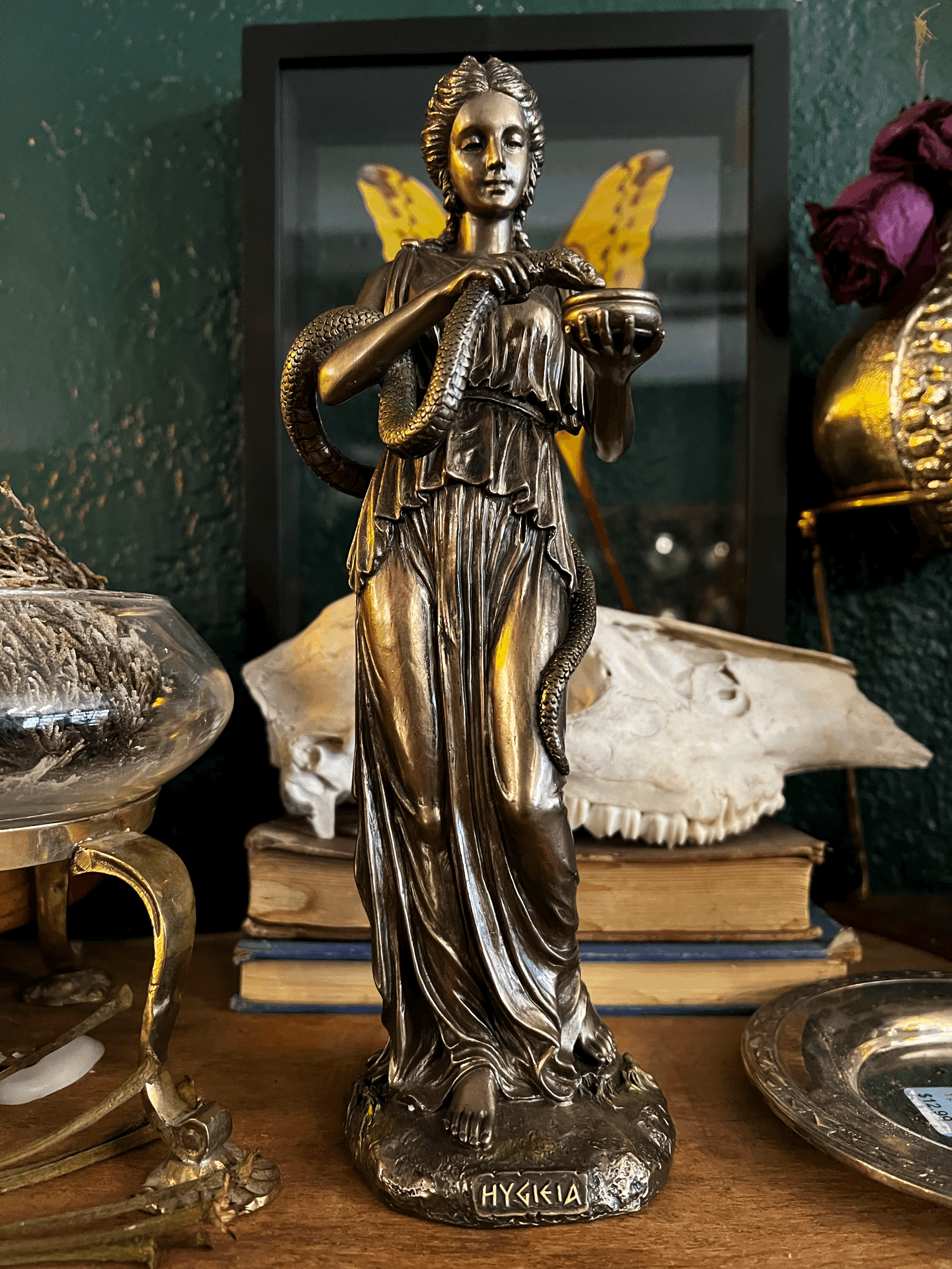 Hygieia Greek Goddess Of Health And Sanitation Statue in Bronze Finish