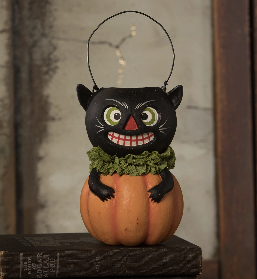 Vintage Black Cat In Pumpkin