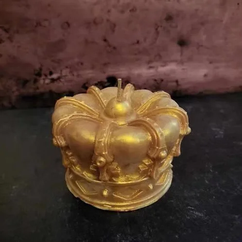 Gold Crown Figure Candle with Gold Dusting