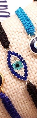 Silver Evil Eye Macrame Bracelet