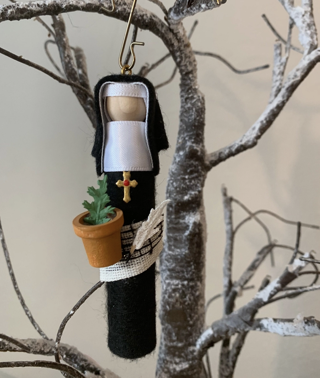 St. Hildegard of Bingen Wooden Ornament