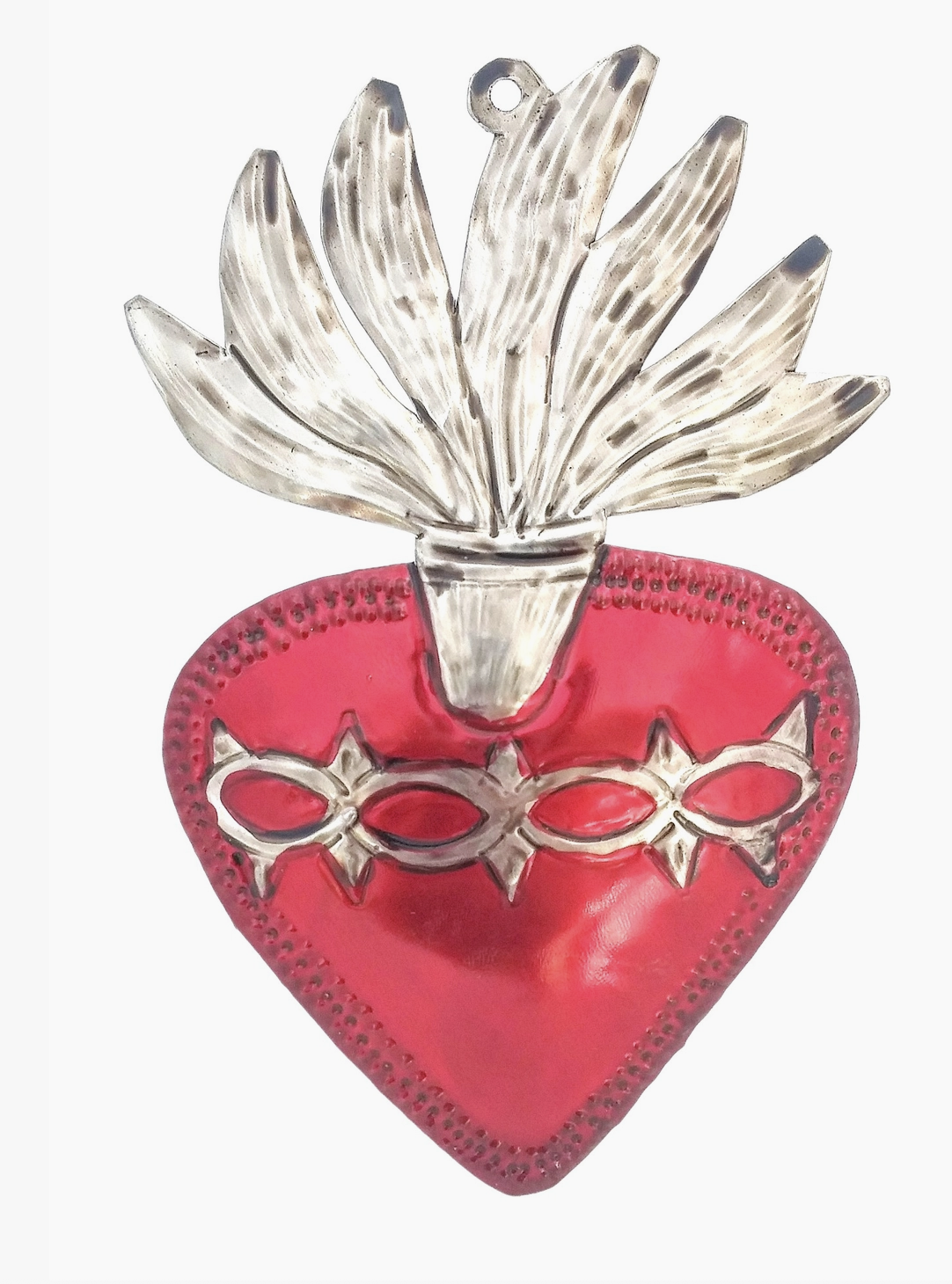 Red Tin Heart w Crown of Thorns
