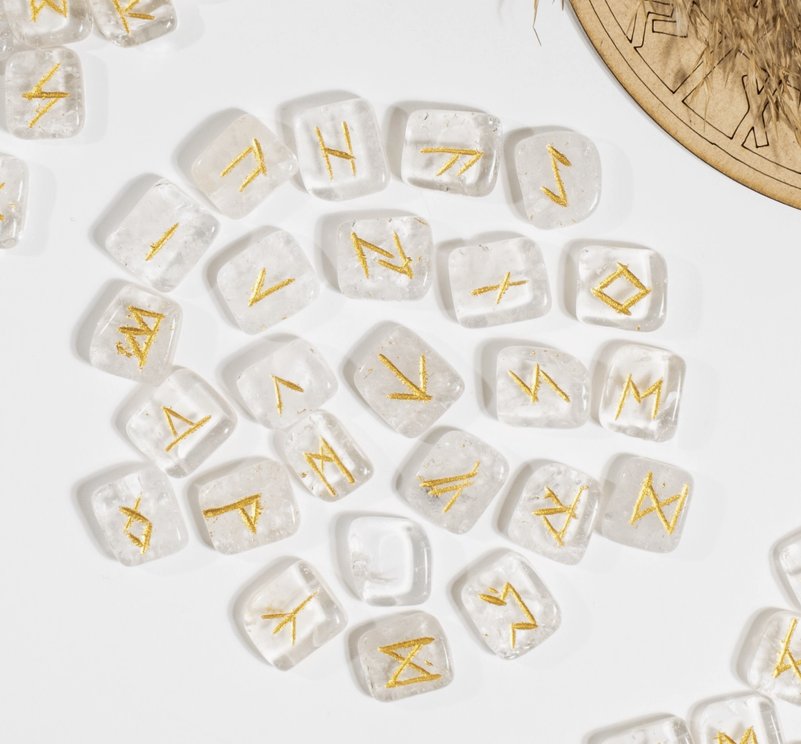 Clear Quartz Rune Set