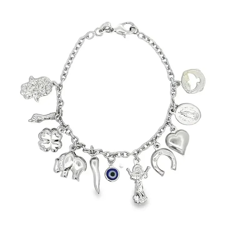 Charm Bracelet in Rhodium & Sterling Silver