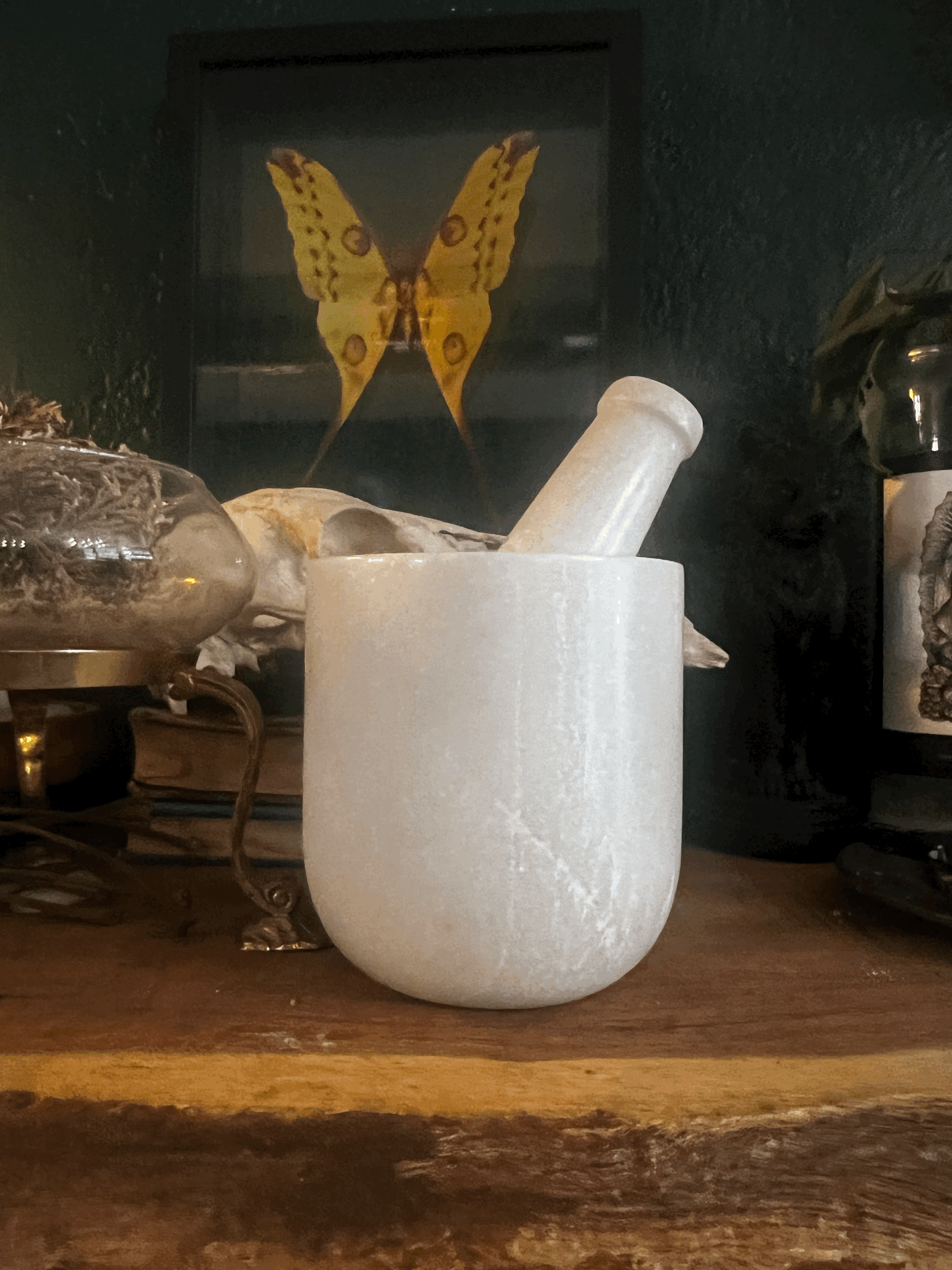 Smooth White Marble Mortar & Pestle