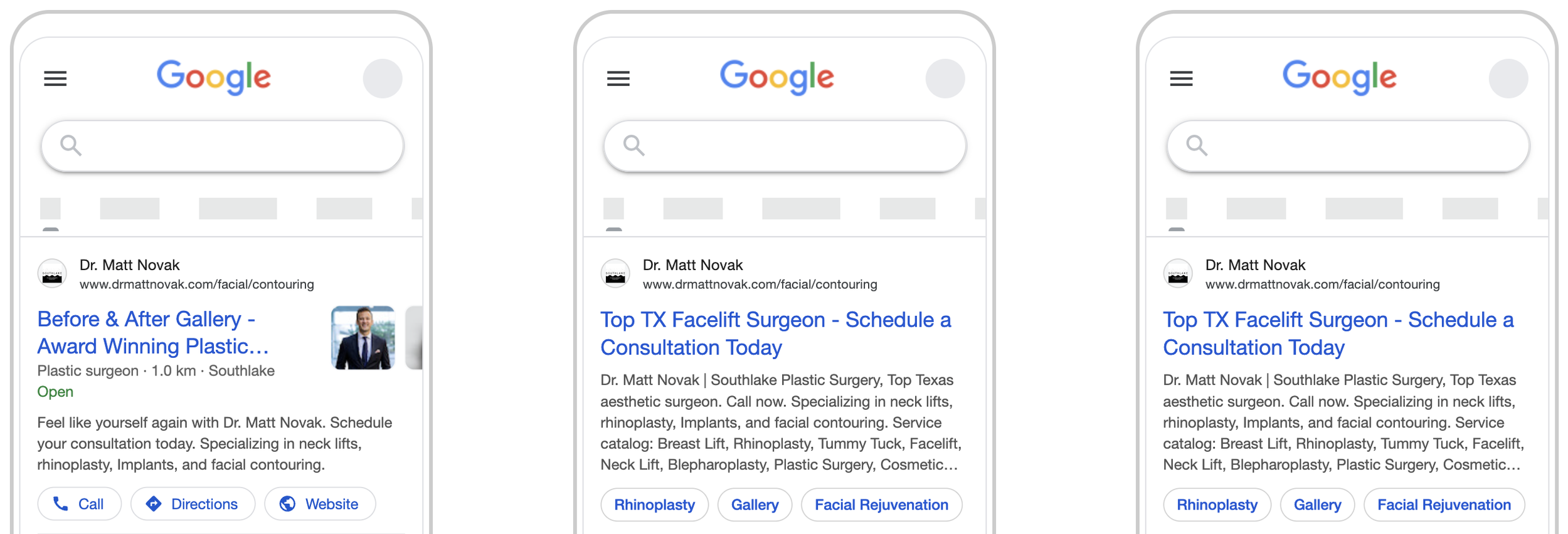 example plastic surgeon google ads