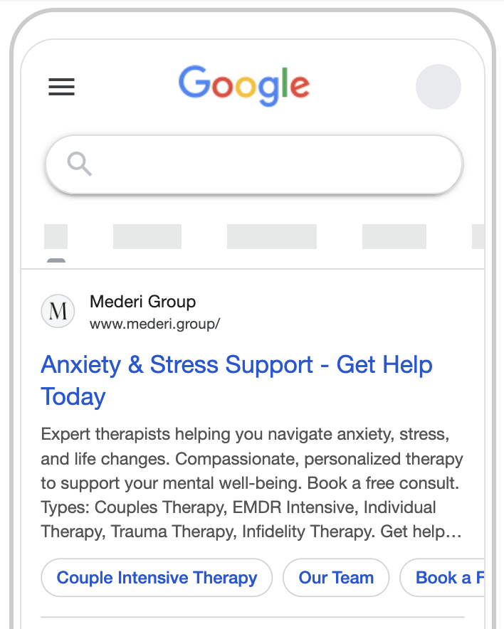 example therapist google ad