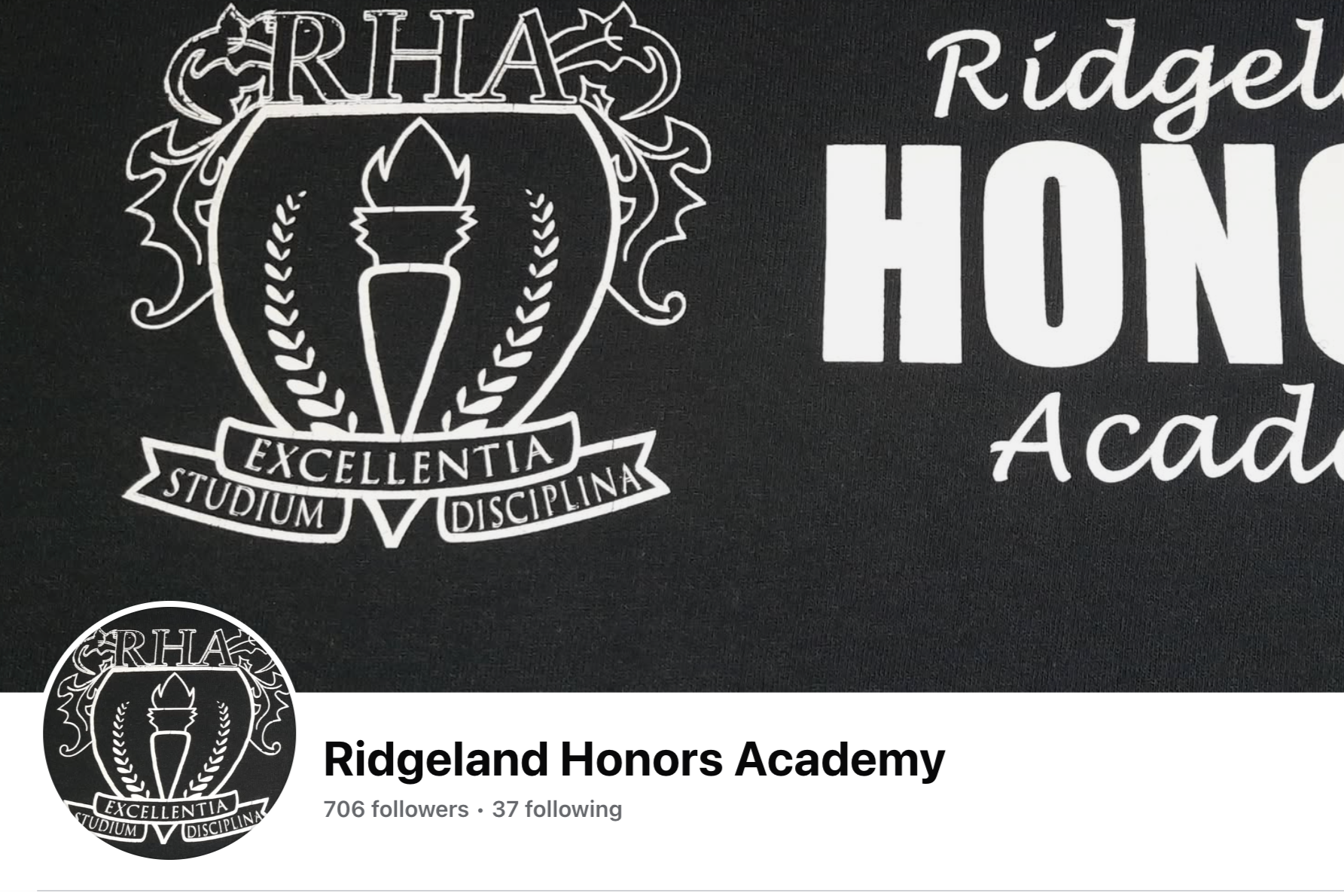Logo for Ridgeland Honors Academy with a shield, torch, and laurel branches, featuring the words 'EXCELLENTIA,' 'STUDIUM,' and 'DISCIPLINA'.