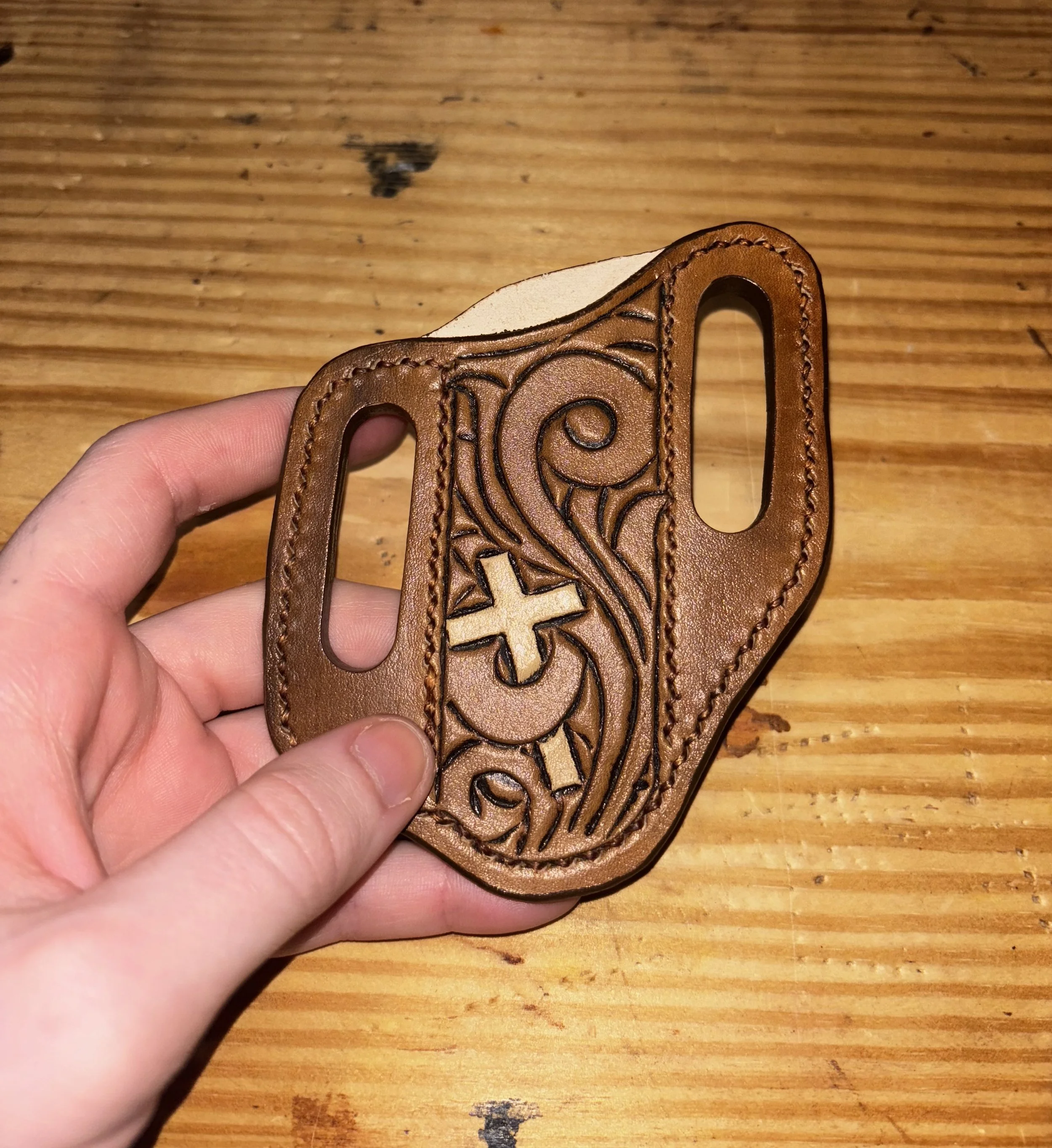 Tooled Cross Knife Sheath