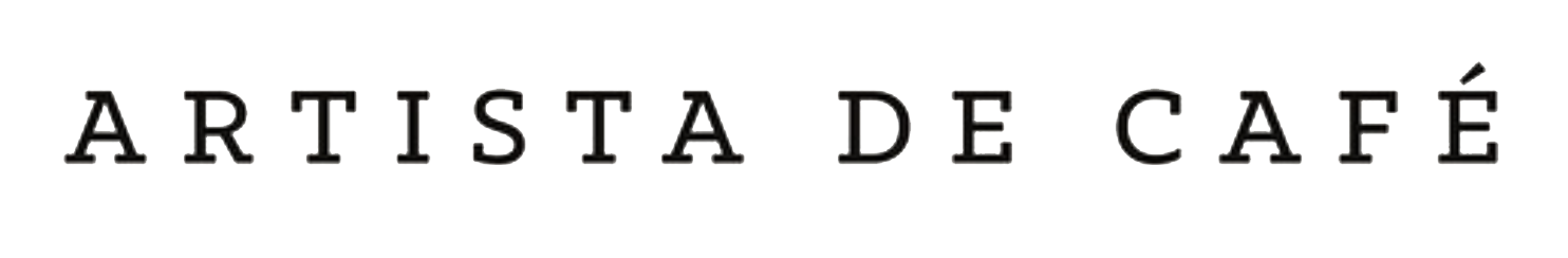 The logo of ARTISTA DE CAFE, with stylized black text and blue accents, on a black background.