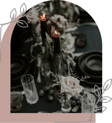 A moody candlelit dinner scene