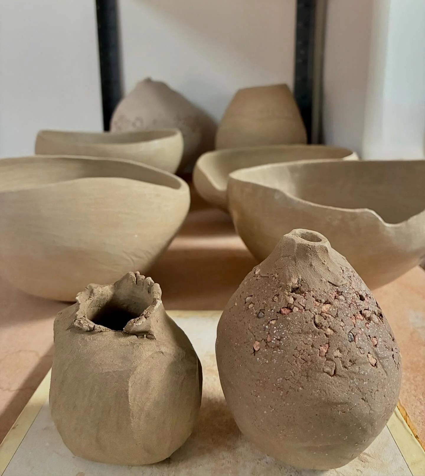 Pieces patiently wait for sanding, polishing &amp; firing. My studio practice has been a bit distracted these first months of the year with various external demands and responsibilities (whew!) Looking forward to finding the sweet spot of my groove a