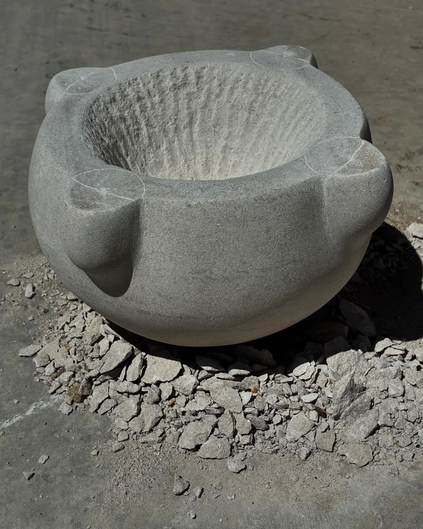starting to open &amp; empty - letting go &amp; letting in &hellip;. a welcomed breath. hand chiseled indiana limestone, in process &hellip;