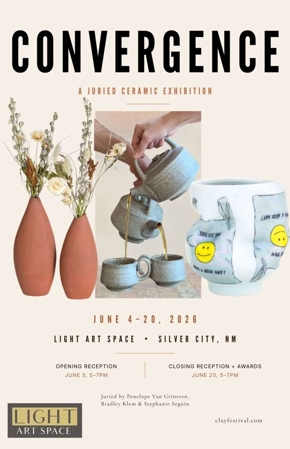 Convergence at North Gallery LightAirSpaceJuried Ceramic Show Poster June4-20-2026