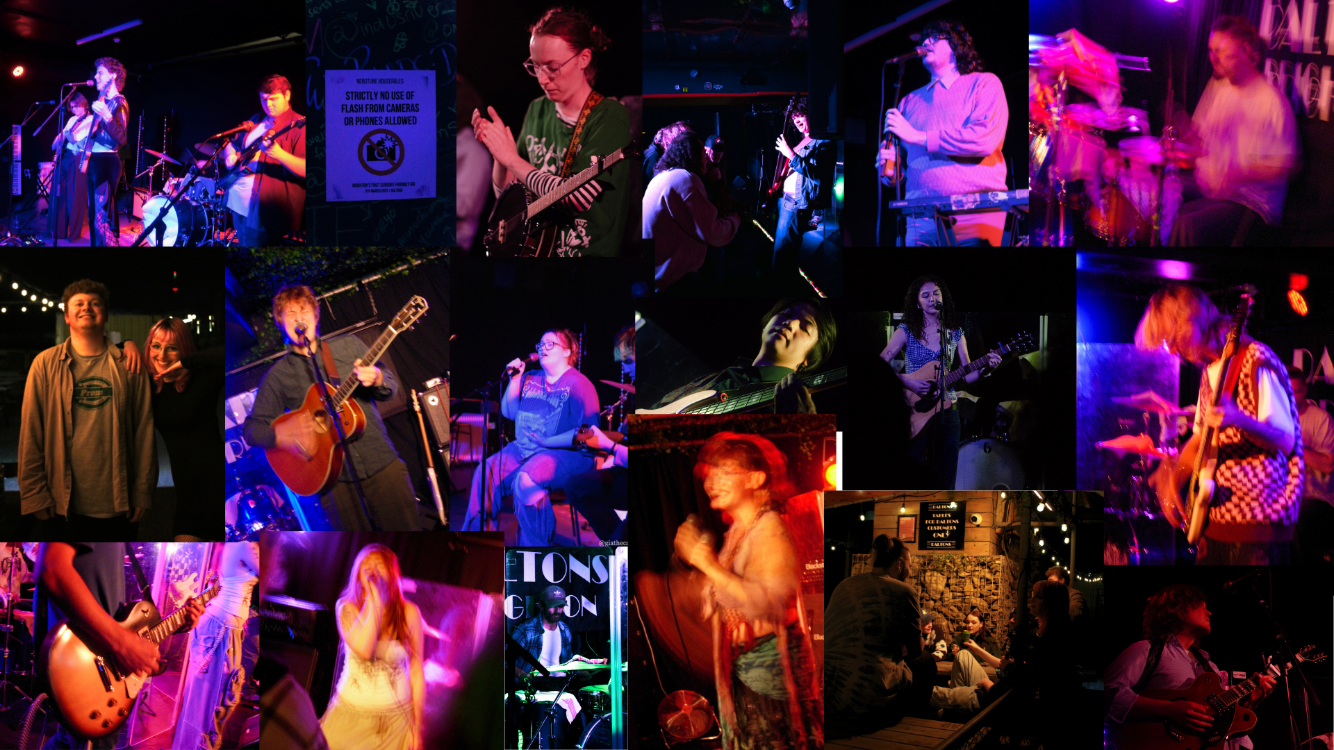 A collage of photos from all the sensory friendly gigs so far.