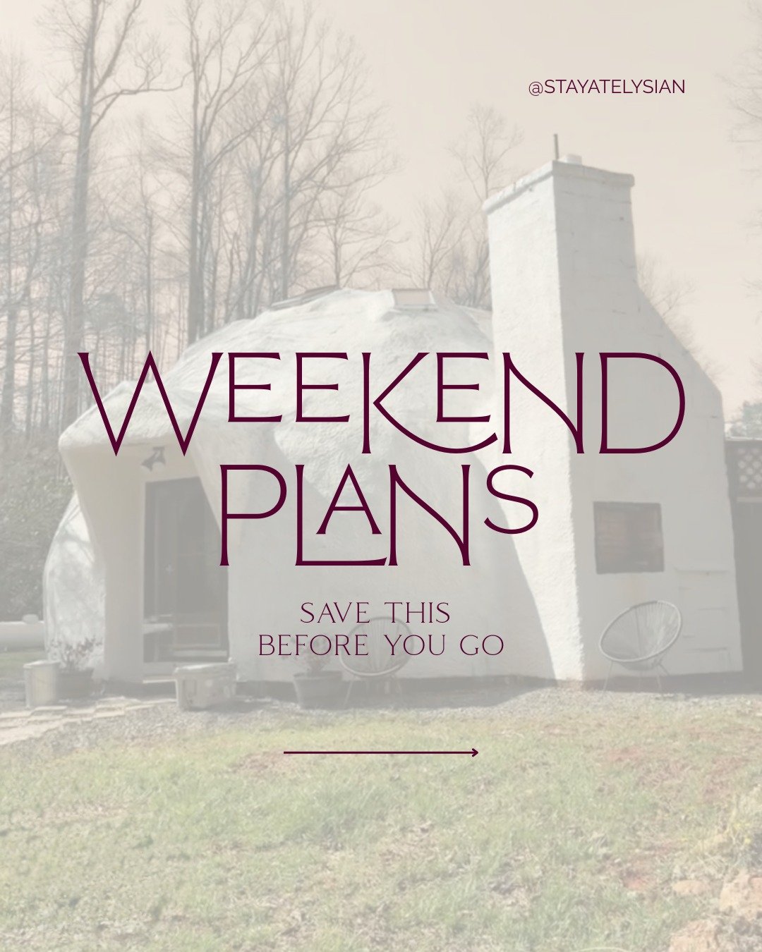 Wondering what a weekend at Luna looks like? 🌙

Think slow mornings, creek days, fire pit nights, and time that doesn&rsquo;t feel rushed.

✨ Save this itinerary for your next mountain getaway.

#StayAtElysian #DomeHouse #WeekendGetaway #MountainRet