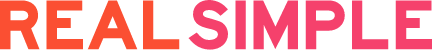 Text that reads 'REAL SIMPLE' in bold, with 'REAL' in orange and 'SIMPLE' in pink.