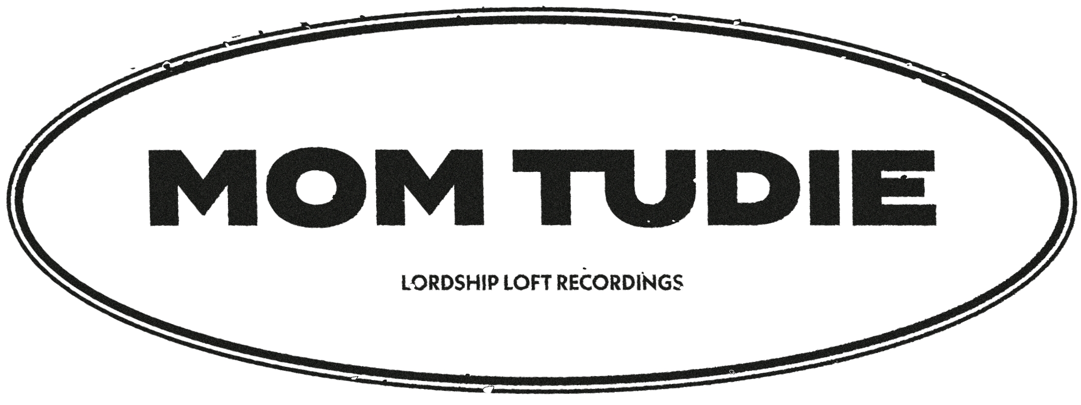Black logo with the word 'MOMTUBE' in bold capital letters inside an oval shape. Beneath, in smaller font, it says 'LORDSHIP LOFT RECORDINGS'.