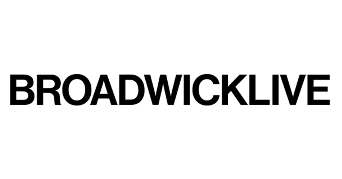 Text reading 'BROADWICKLIVE' in bold black letters on a white background.