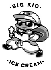 Pixelated black and white image of a cartoon character, possibly a dog, wearing glasses and a hat.