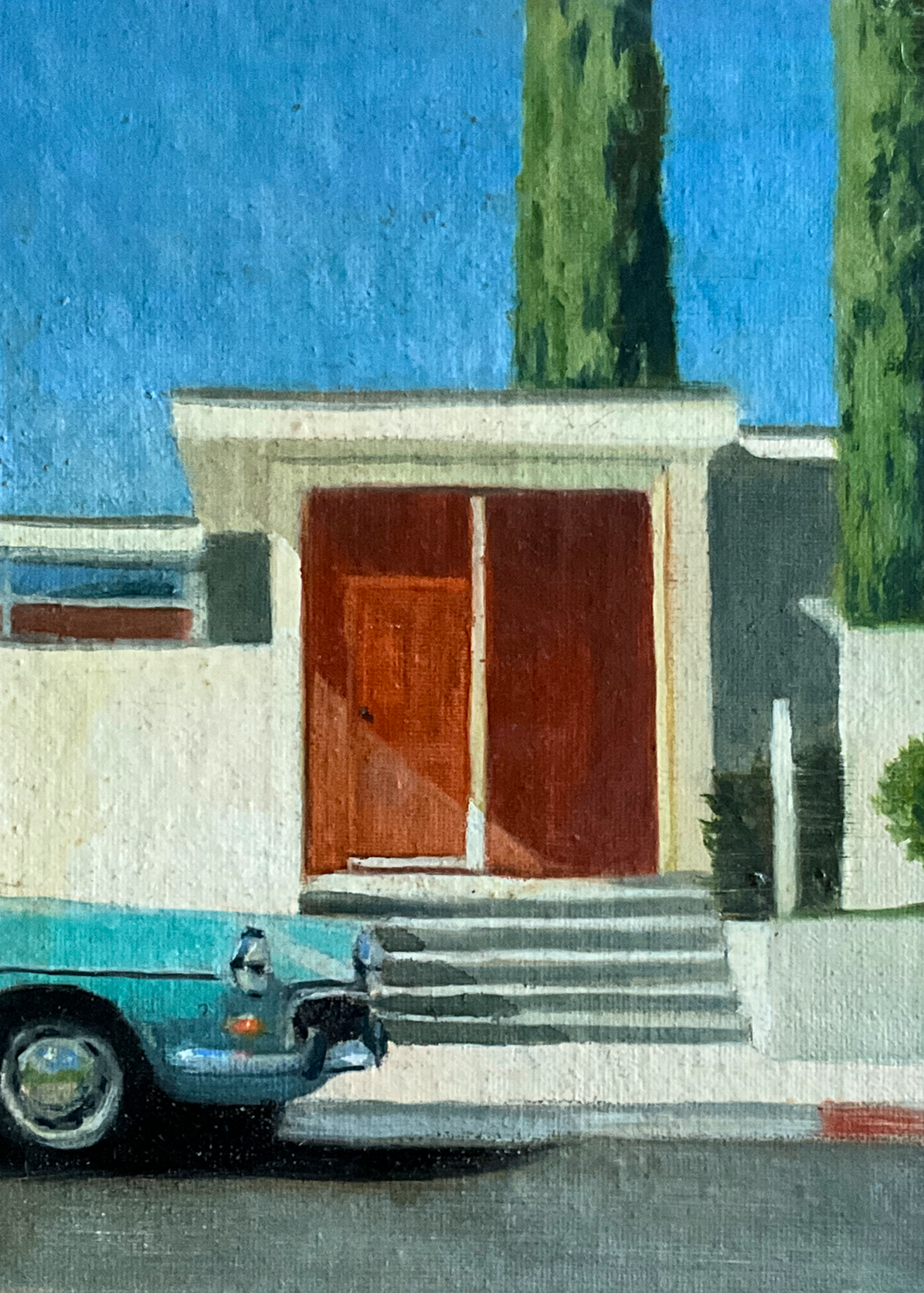 Red Door at Noon No.13 Oil on Linen Panel 5"x7"