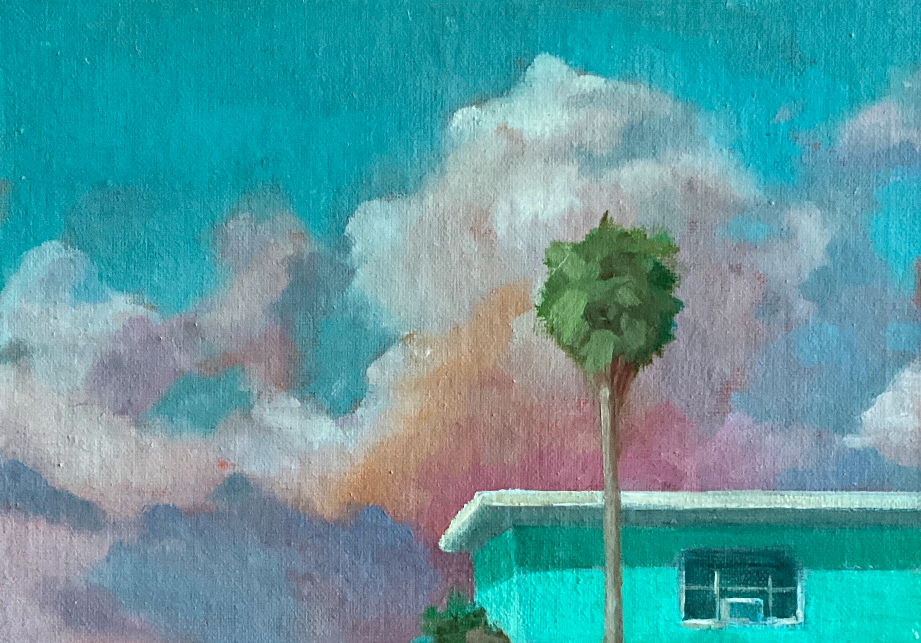 Cotton Candy Skyline No.16 Oil on Linen Panel 7"x5"