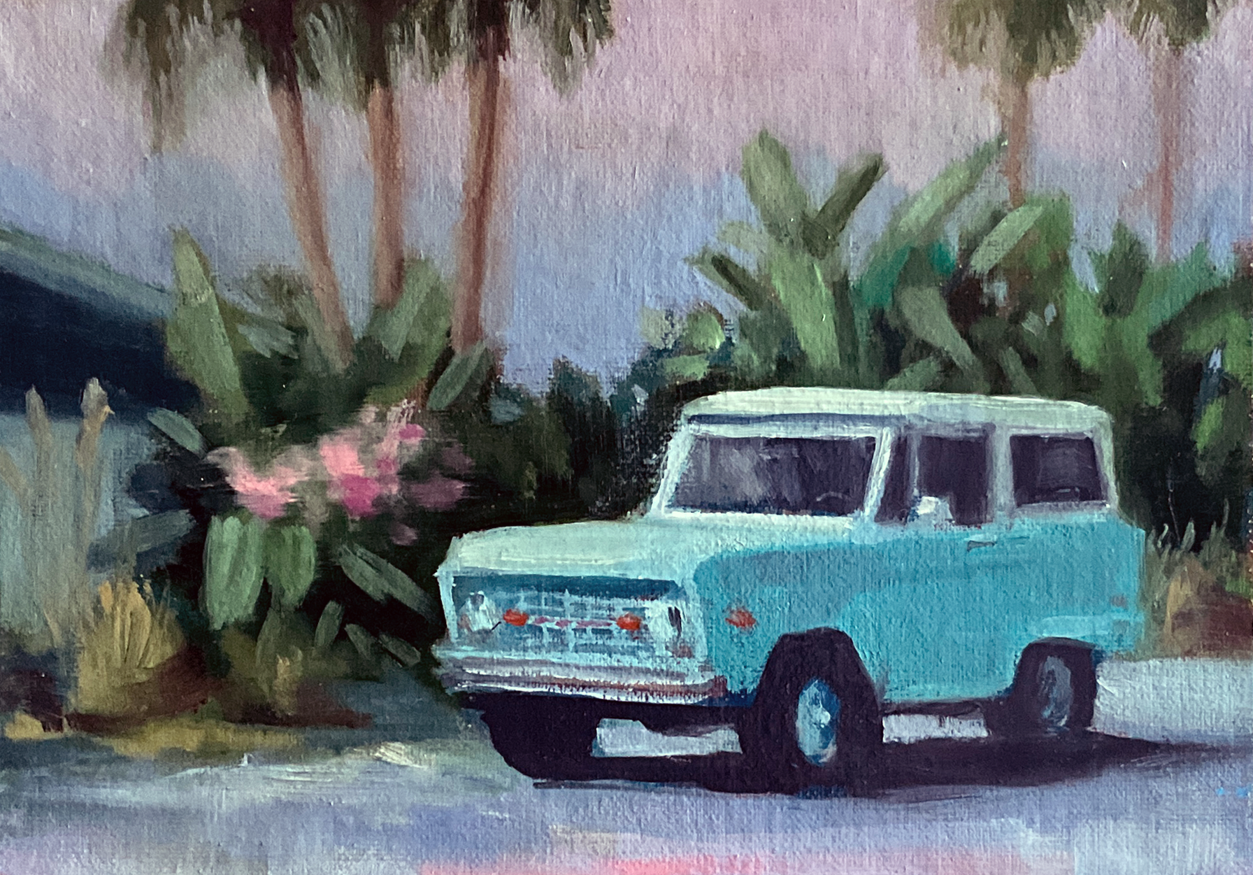 Driveway in Bloom No.17 Oil on Linen Panel 7"x5"