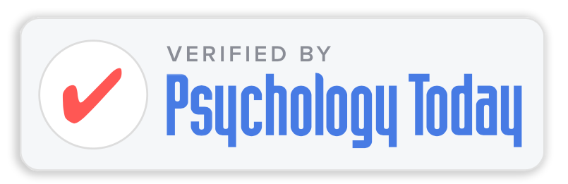 A badge with a red checkmark and the text 'Verified by Psychology Today'.