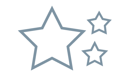 Three outlined stars of different sizes on a black background.