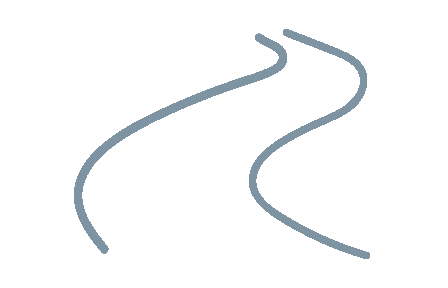 Outline of a winding road with multiple curves.