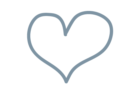 A simple outline of a heart shape on a gray background.