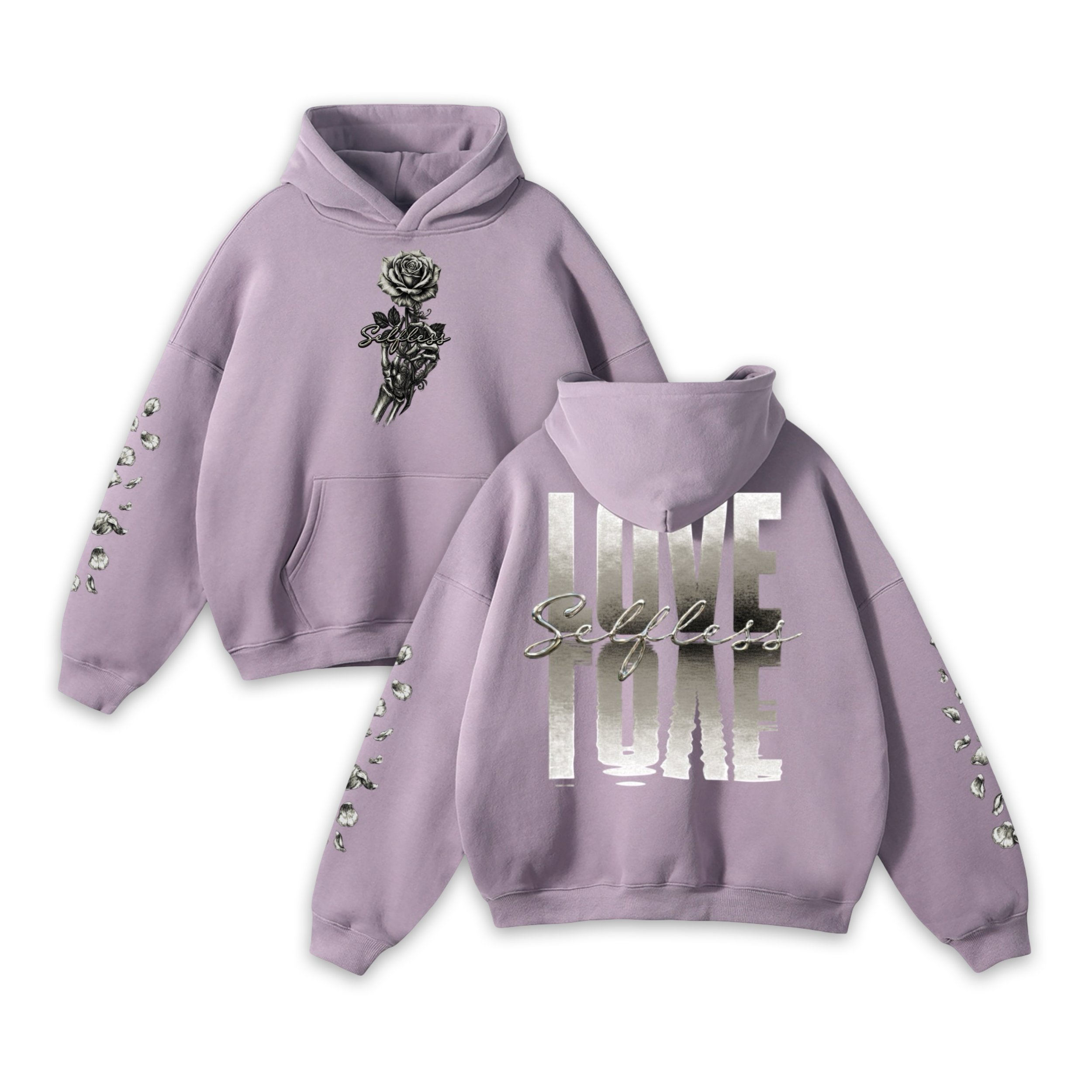 Selfless Love (B/W) Oversize Fleeced Hoodie