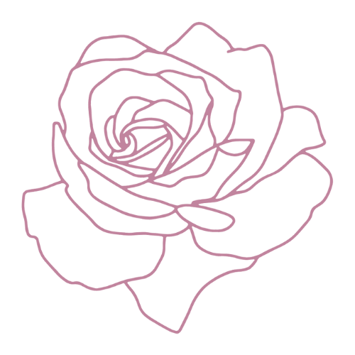 Burgandy line drawing of a rose representing feminine coaching online
