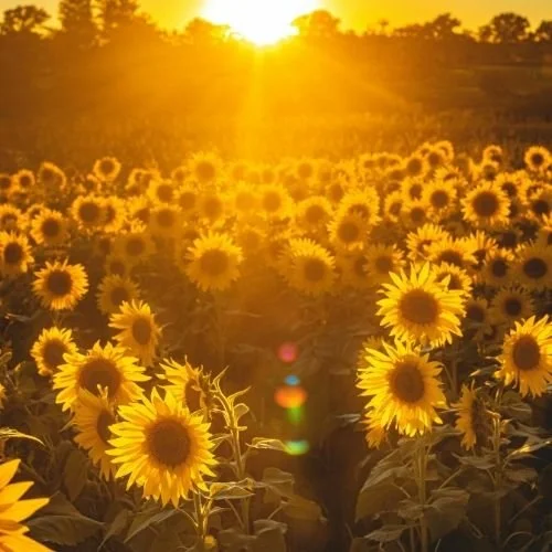 Close-up of a sunflower in warm sunset light