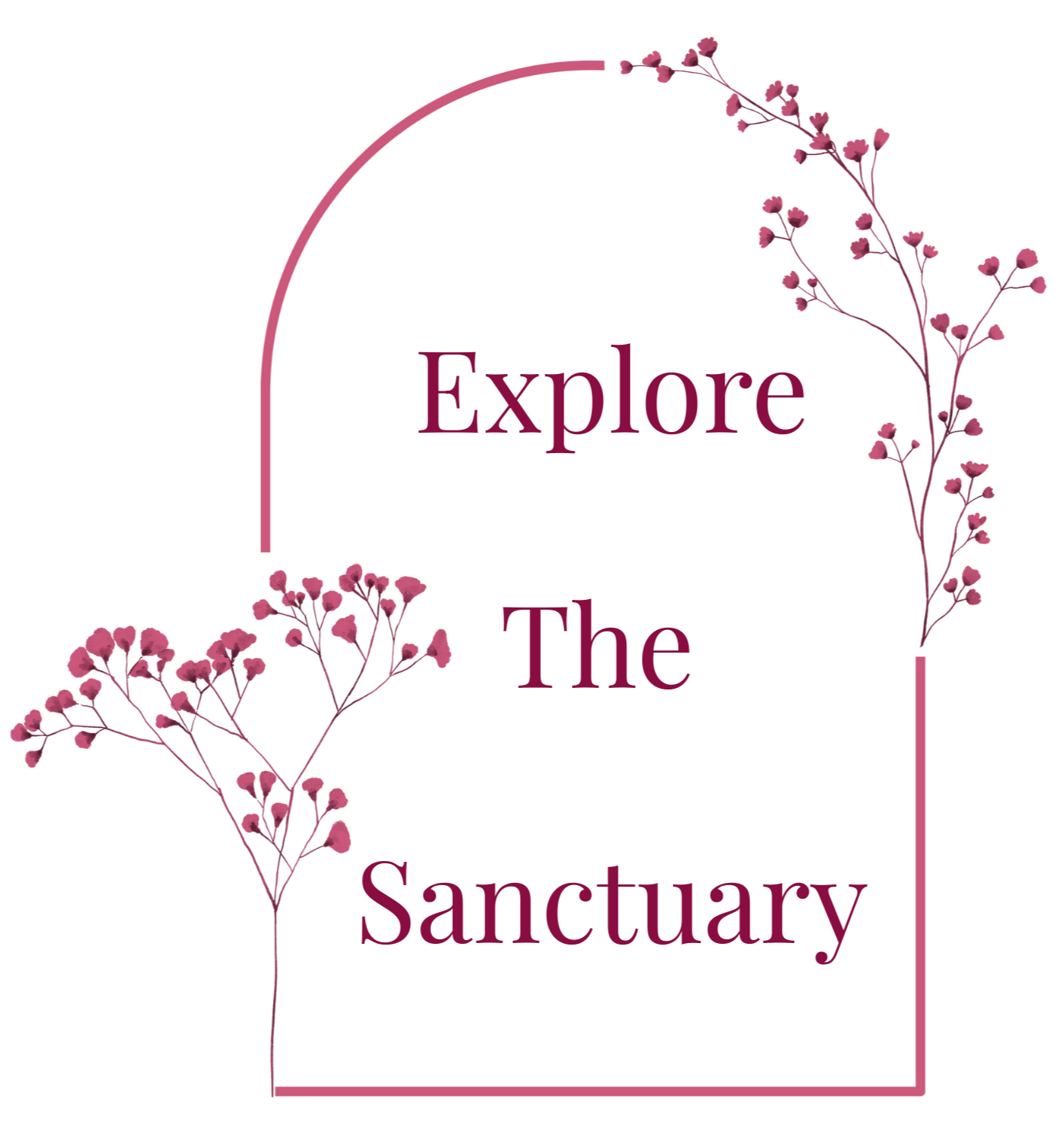 Burgundy archway with floral decorations