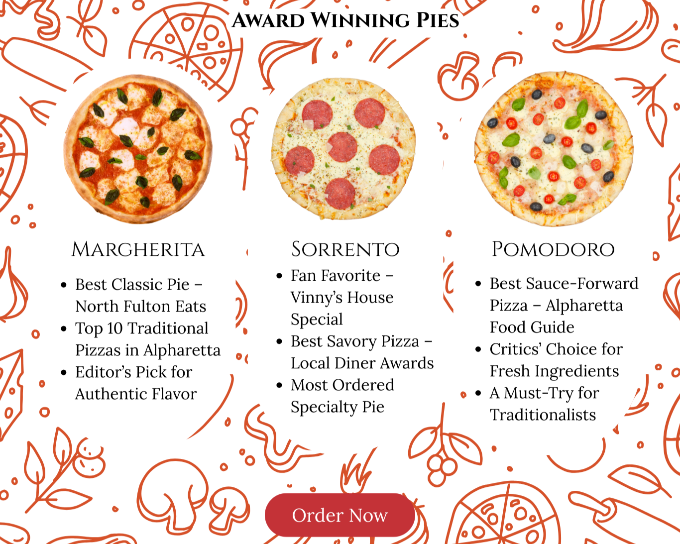 Menu highlight section using awards and visual hierarchy to replace long copy with scannable credibility signals and conversion focus