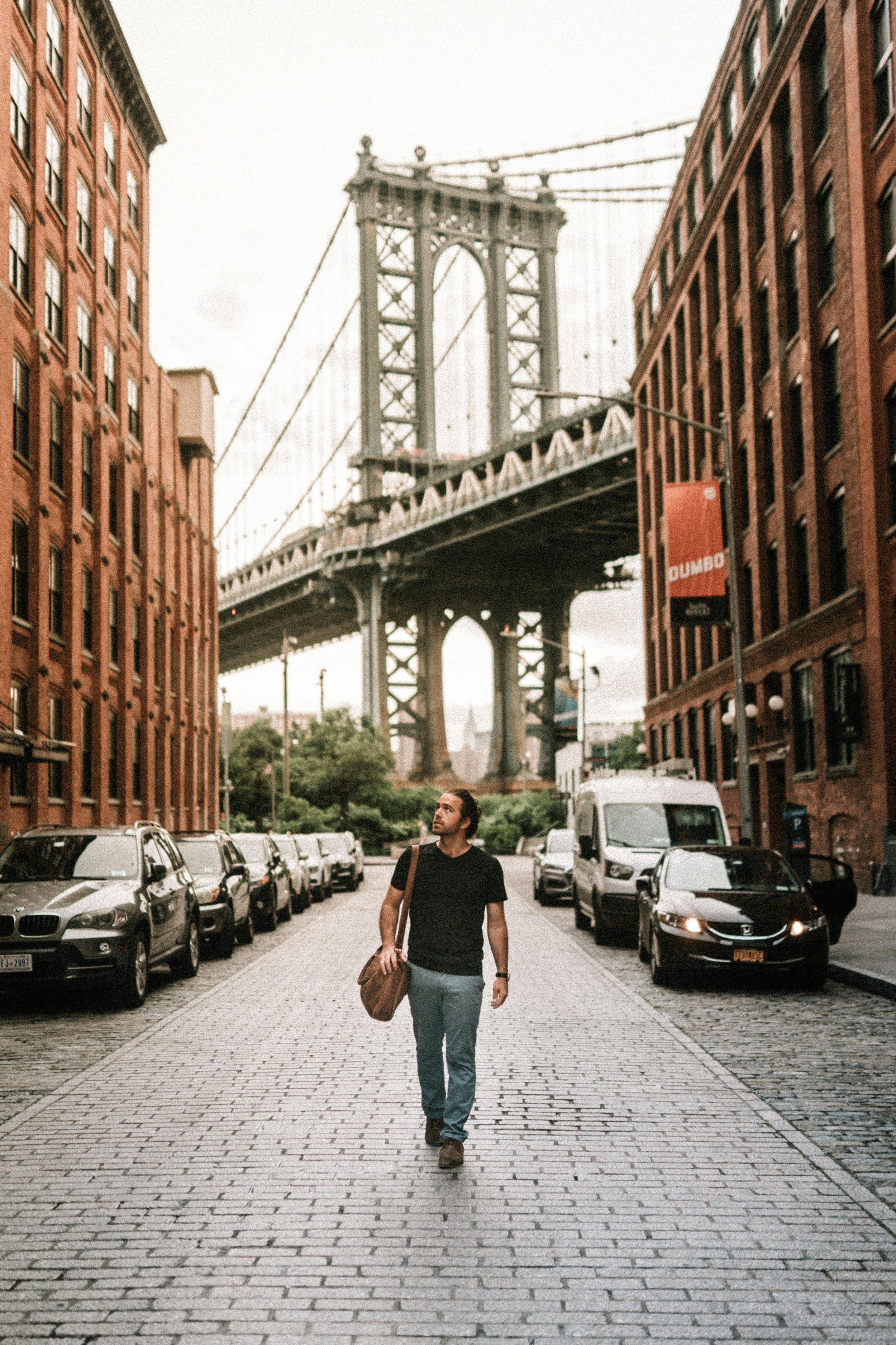 A man walking through the streets of New York, representing professionals and men seeking compassionate anxiety therapy and stress relief at MYAP Therapy.”