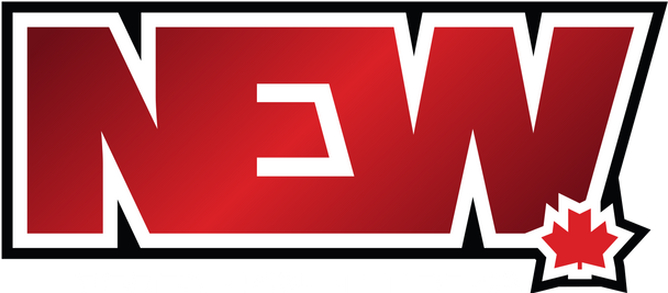 NEW / Nation Extreme Wrestling logo with red letters and a maple leaf symbol.