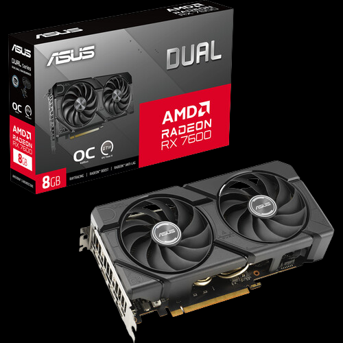 ASUS Dual Radeon RX 7600 8GB GDDR6 PCI Express 4.0 x8 ATX Graphics Card DUAL-RX7600-O8G-EVO