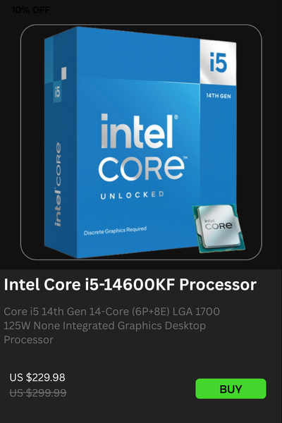 Intel Core i5-14600KF 3.5 GHz 14-Core LGA 1700 Processor