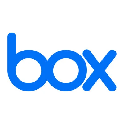 Blue logo of the word "box" on a white background.