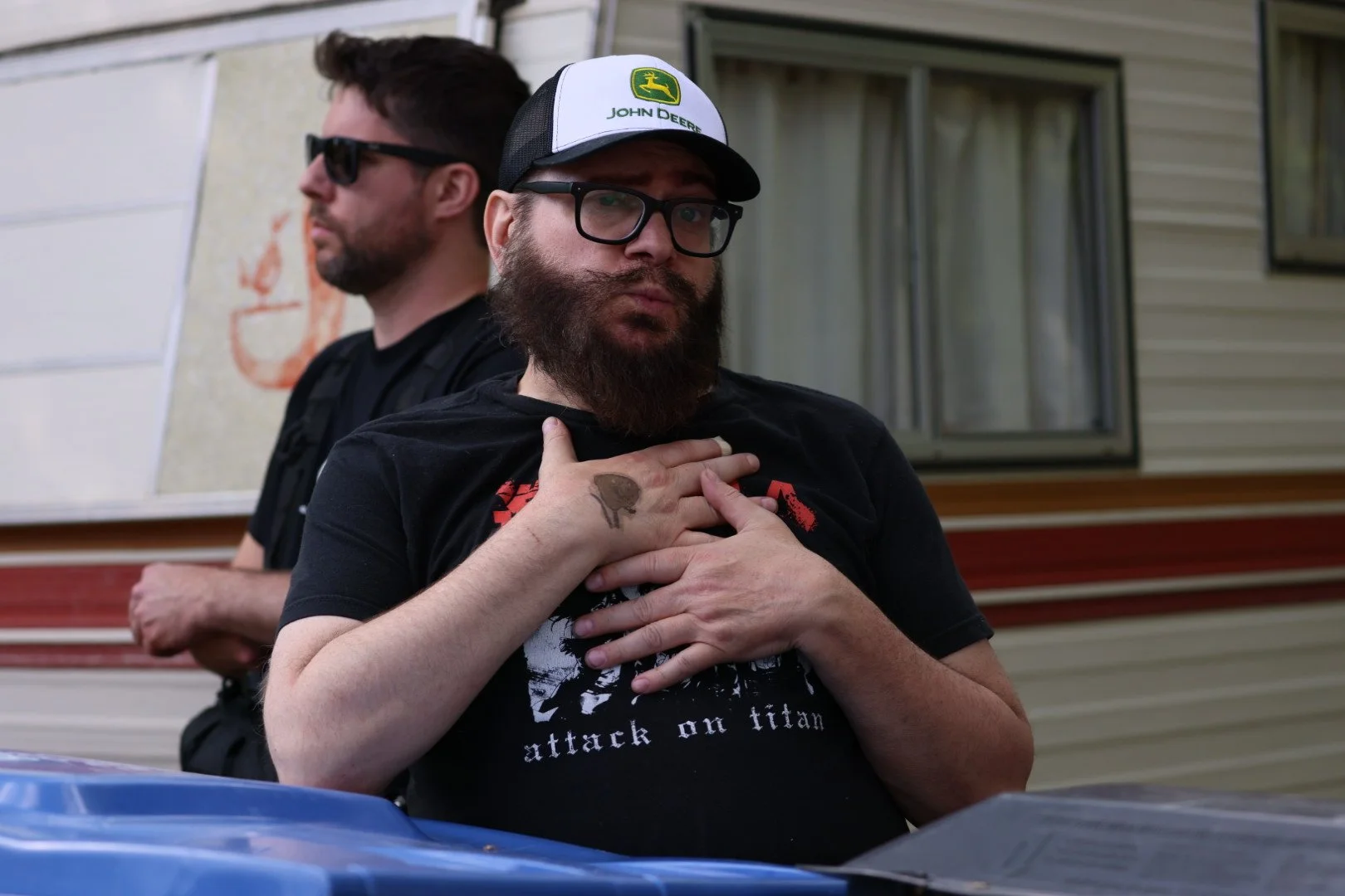 	
there are no squirrels in lethbridge. a behind the scenes image from the indie film. directed by conner christmas, starring nick bohle. pictured is Prop Master + Art Director Ty Semeka photo by Annie Stehr