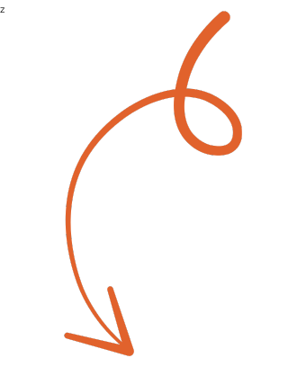 A simple orange arrow pointing downward and curling back at the top.