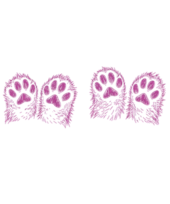 Four purple glittery bows arranged in a row.