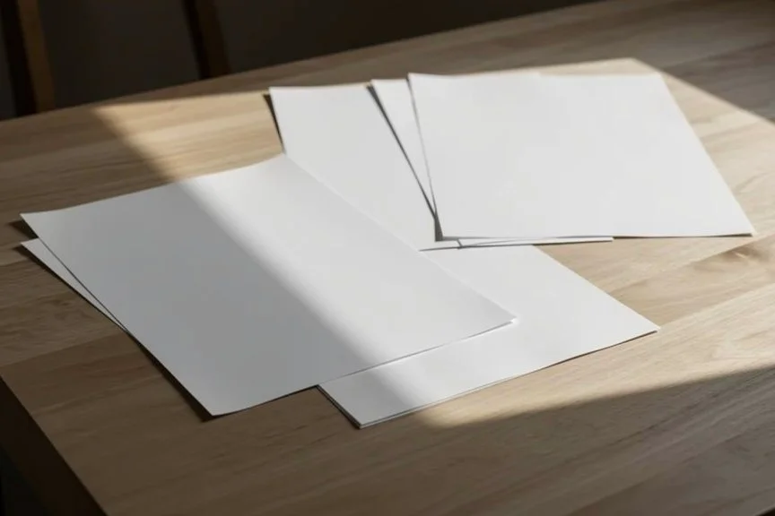 Picture of table with white papers