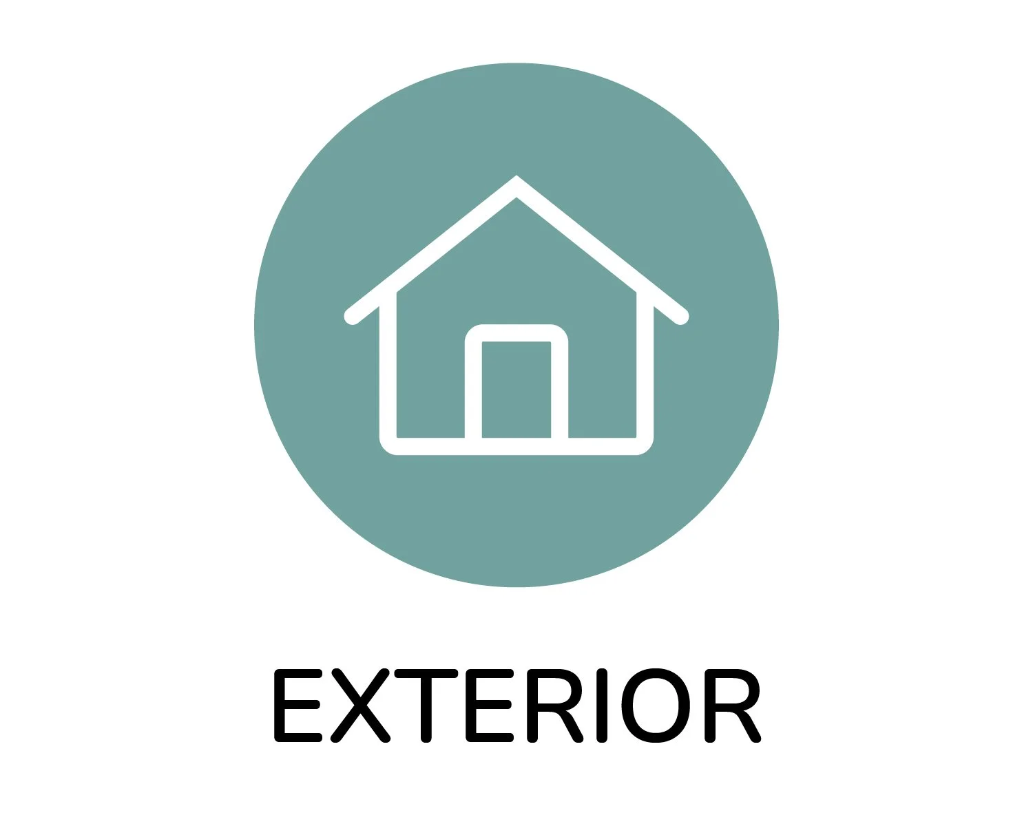 Icon of a house with the word 'EXTERIOR' below it.