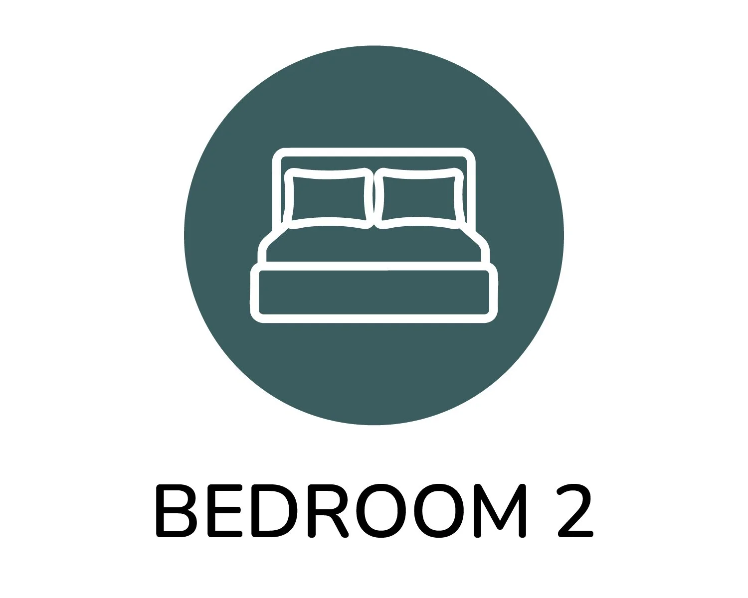 Icon of a bed with pillows, labeled Bedroom 2.