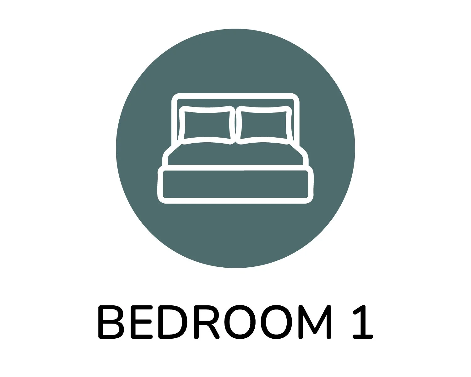 Icon of a bed with pillows, labeled Bedroom 1.