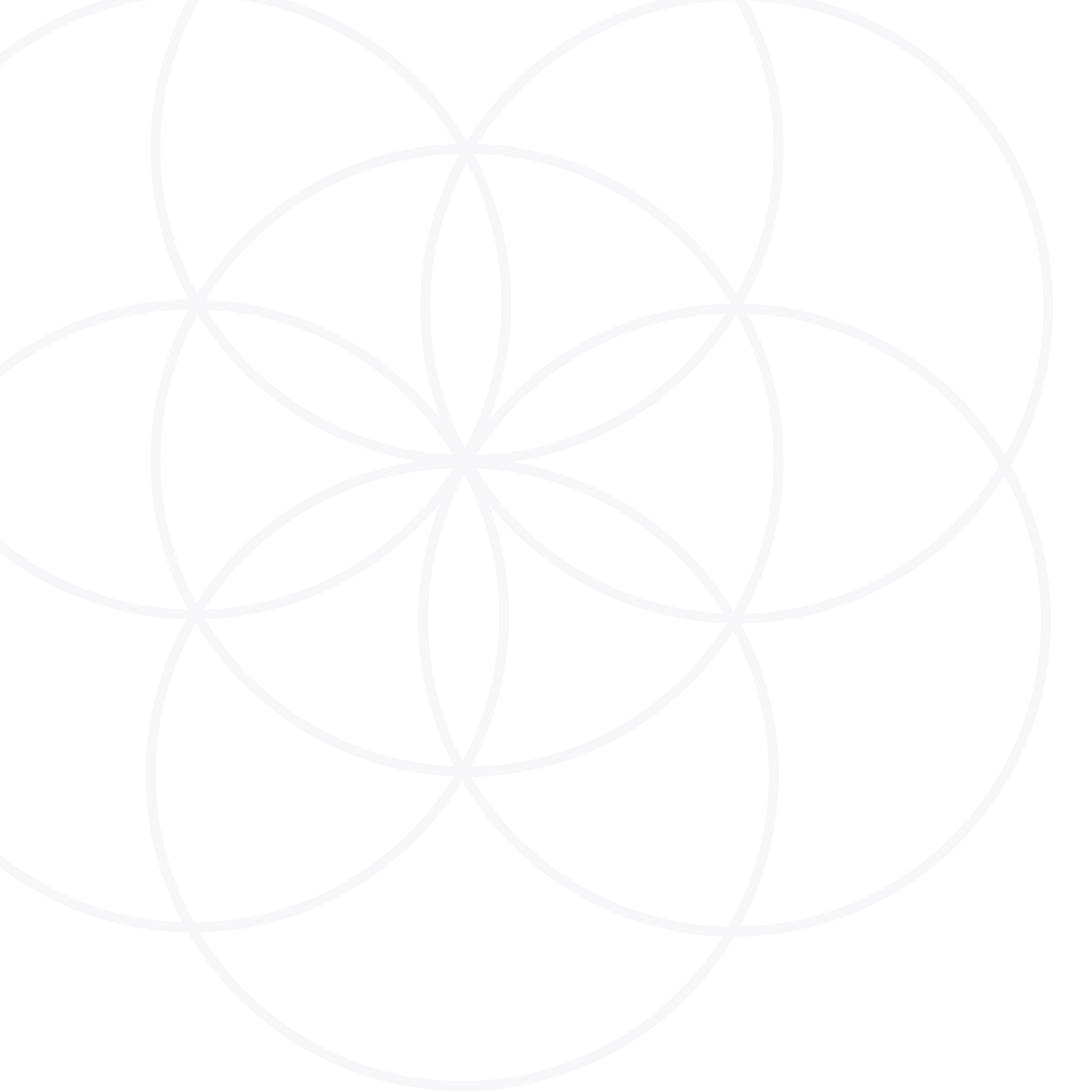 retreat planning service design element; Seven overlapping light gray circles form a symmetrical, flower-like geometric pattern on a white background.