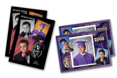 Collection of high school senior yearbook photos from 2008 and 2009 featuring students in graduation attire and casual poses.